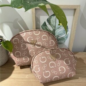 Guess Blush Pink Logo Cosmetic Pouches Set